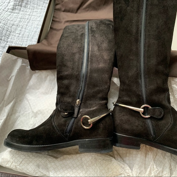 GUCCI Horsebit Accent Black Suede Riding Boots Excellent condition💝 - Picture 6 of 11